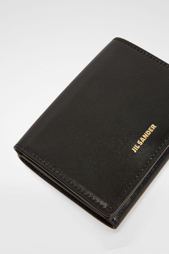 [ 最安値 ] JIL SANDER ブラックレザー三つ折り財布