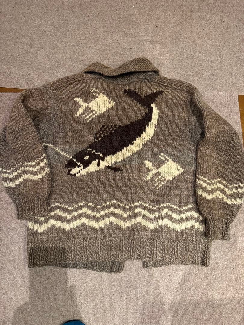 ビンテージ　カウチン　レア魚柄　サイズLからXL