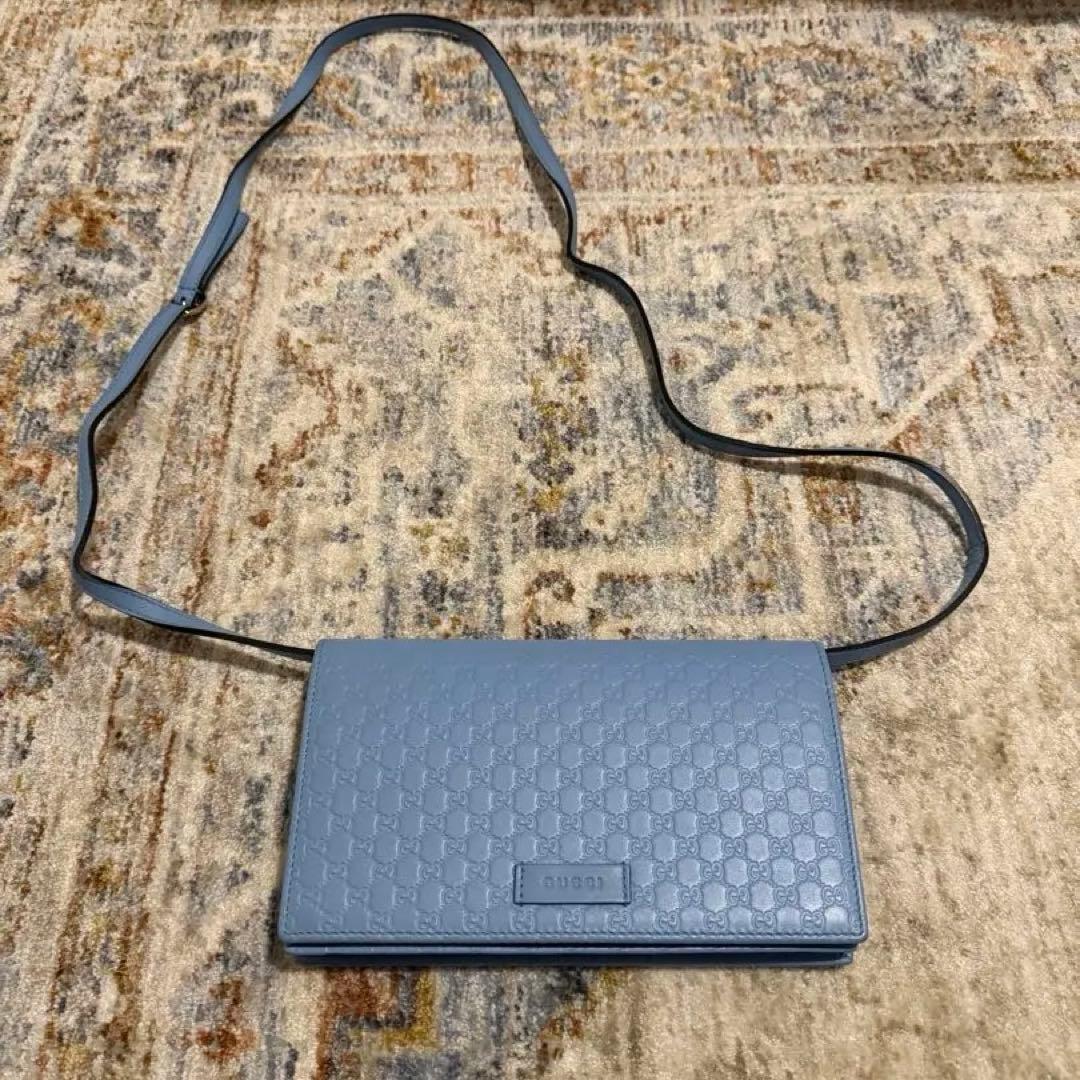 【最終値下げ】グッチ Gucci ブルー ショルダーバッグ WOC