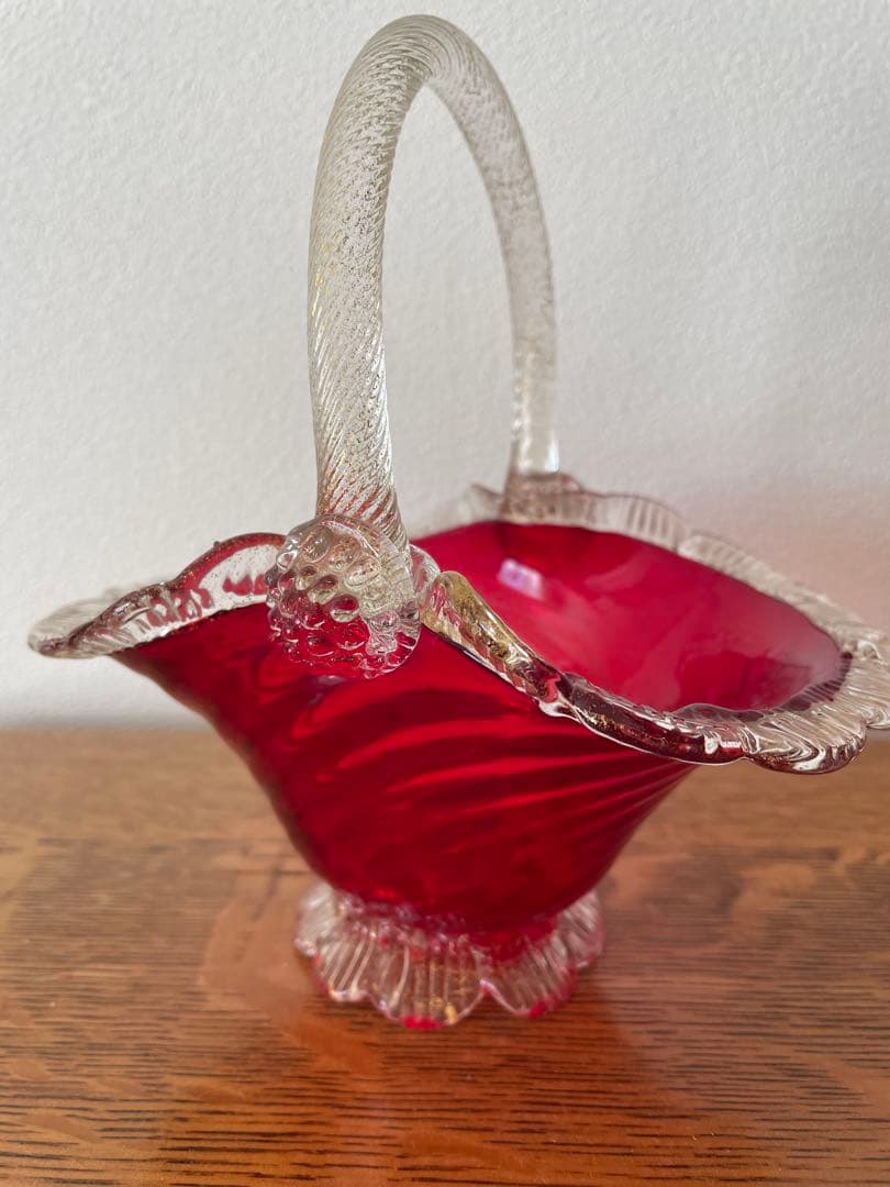 ベネチアンガラスのバスケット　ムラノガラス