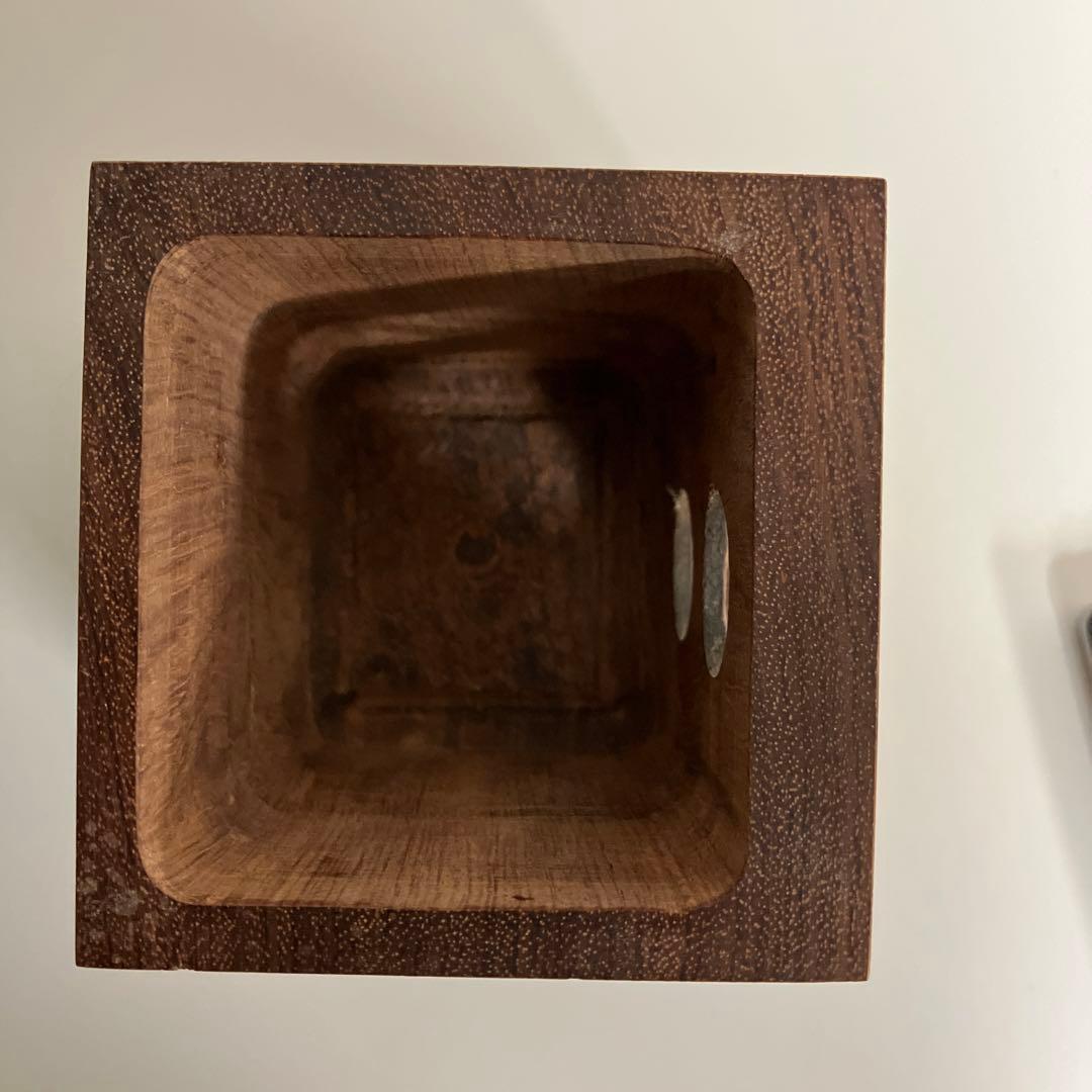 値下げ　銘木ブビンガ　ペンスタンド　 SEIKO デジタル電波時計