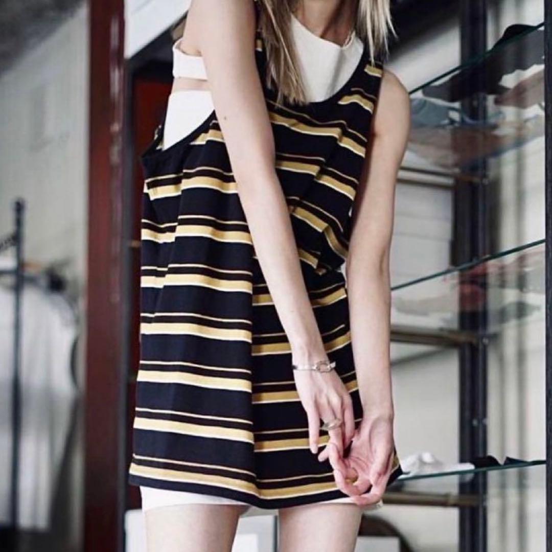 美品 フミカウチダ ボーダー オーバーサイズ タンクトップ Lサイズ