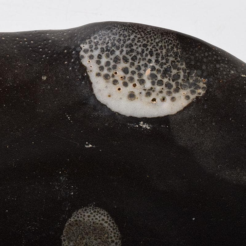 中国　南宋　窯変　天目高杯輪花皿　C　7055