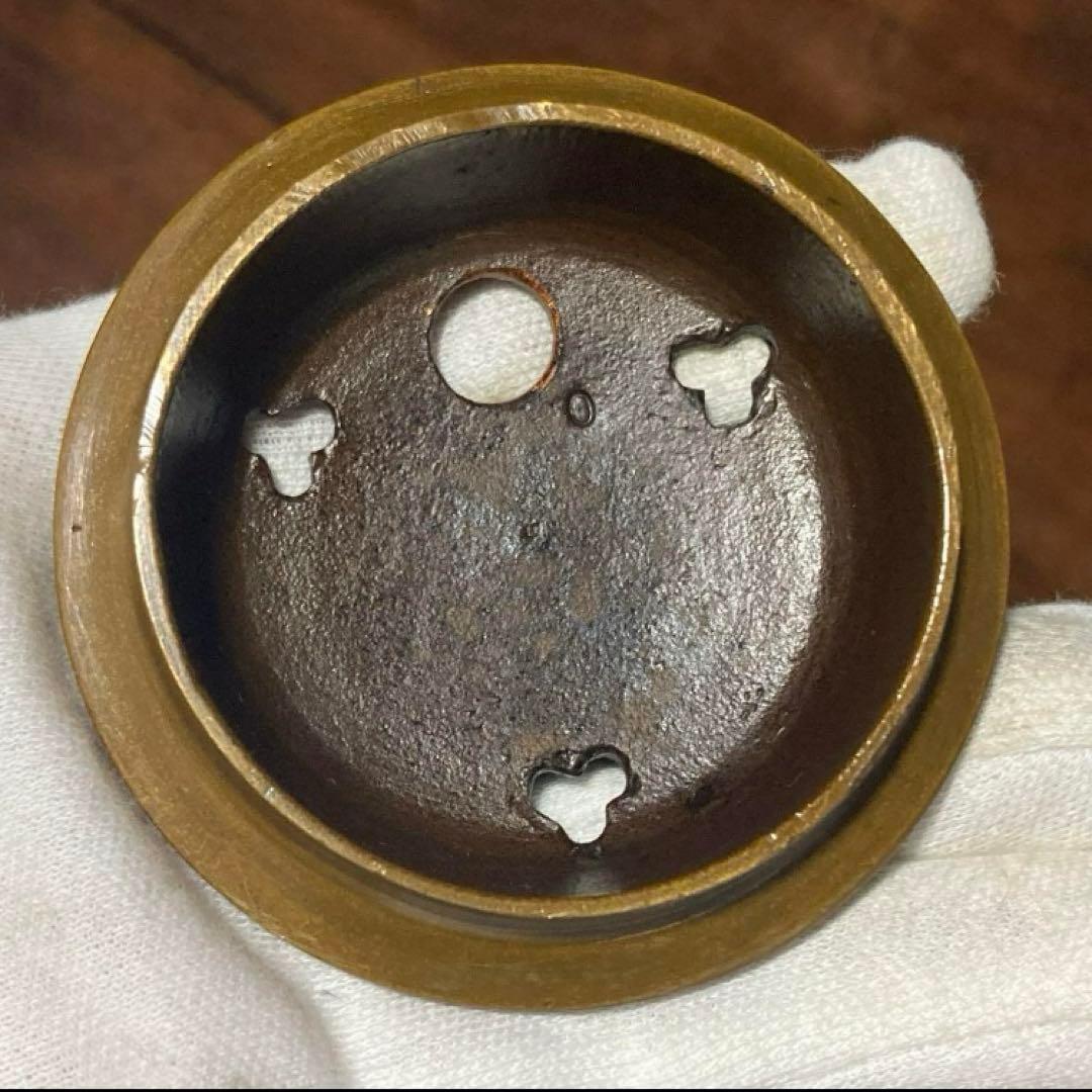 戦前 アンティーク 唐子三足香炉 裏印有り 唐子脚宝袋形香炉