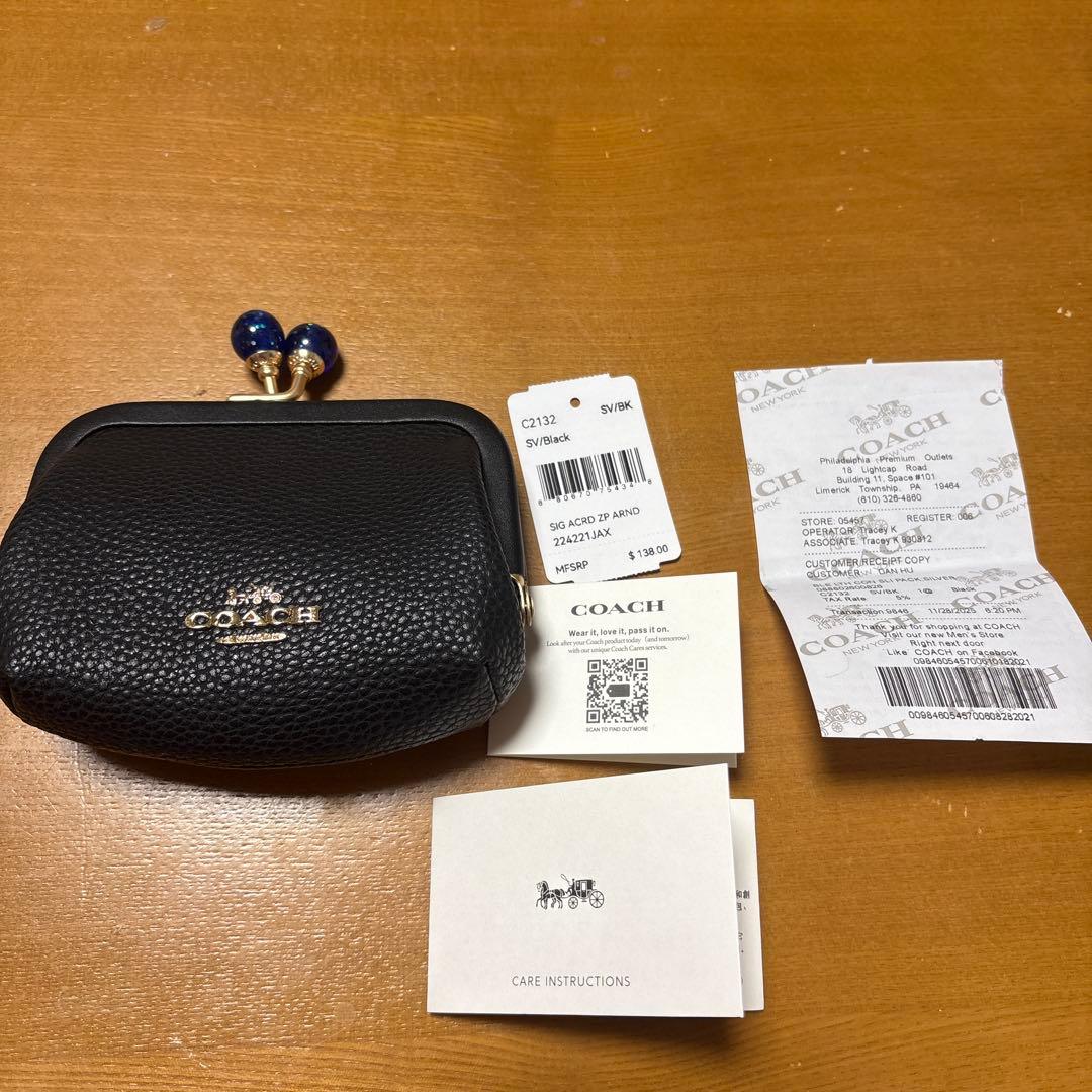 COACH キスロック がま口 ケース ブラック