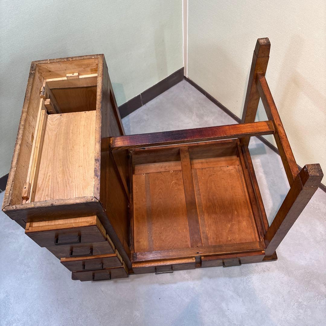 昭和レトロ｜無垢材の片袖机　アンティーク　デスク 木製　机　学習机