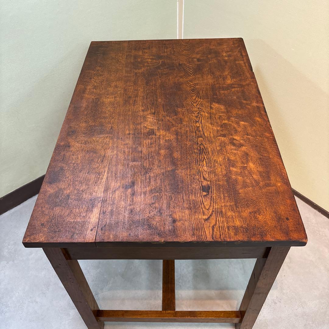 昭和レトロ｜無垢材の片袖机　アンティーク　デスク 木製　机　学習机