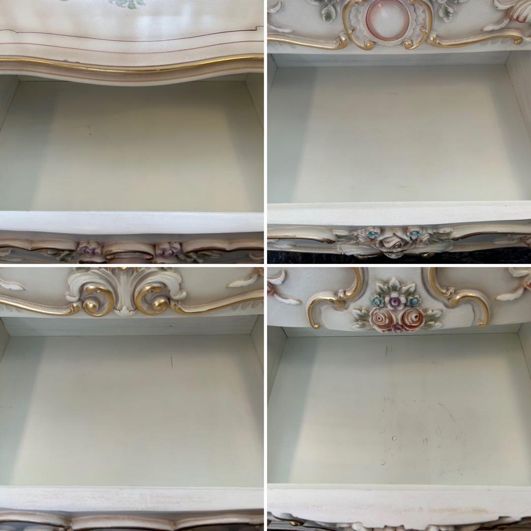 ロココスタイル チェスト4段キャビネット ピンク