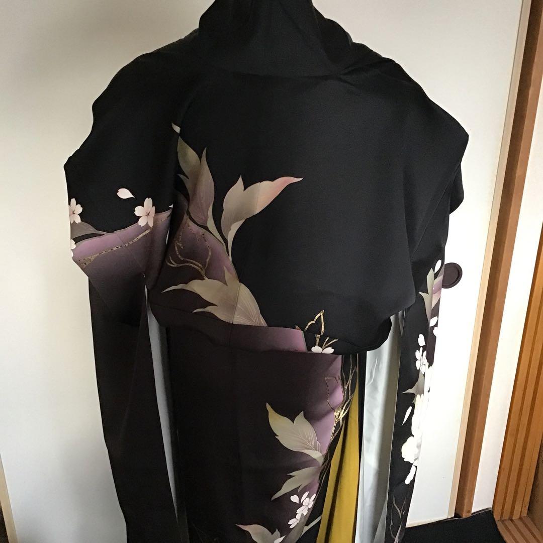 ちゃむりんご 振袖フルセット　黒　濃茶　牡丹　正絹　シック　豪華　成人