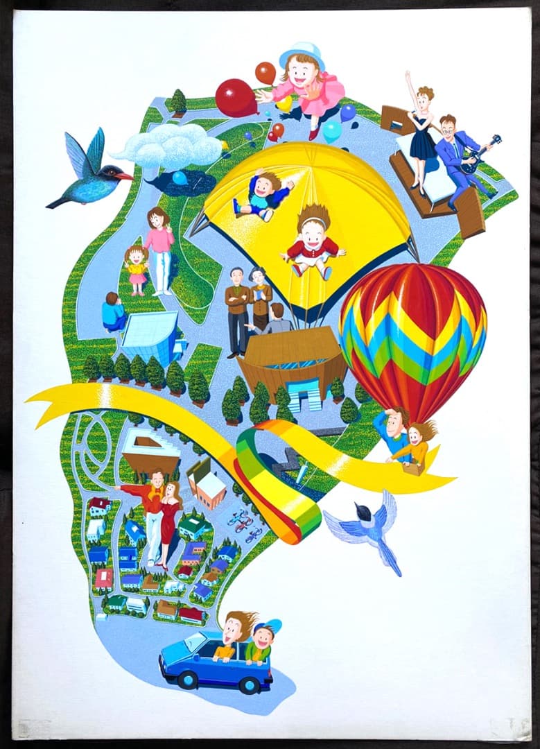 イラストの原画　住宅展示場　ポスター