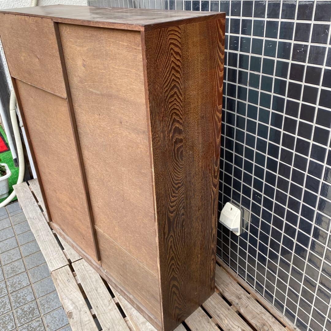 昭和レトロ 木目 飾り棚 茶箪笥 和家具 古民家 ミッドセンチュリー カーテン付