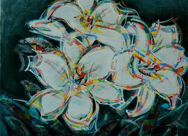 油絵 菅家令子 絵 絵画 インテリア F4-091316 花 ゆり