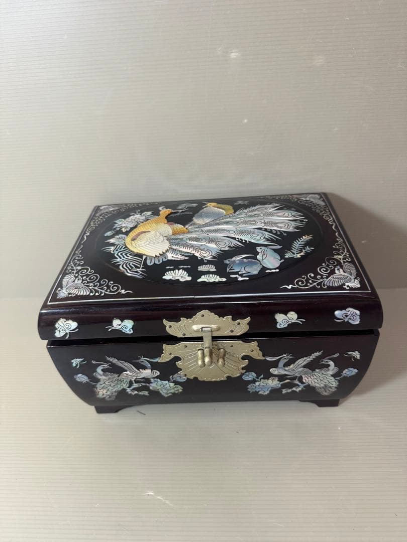 2794 螺鈿細工 花鳥　宝石箱 小物入れ 漆器 アクセサリーケース