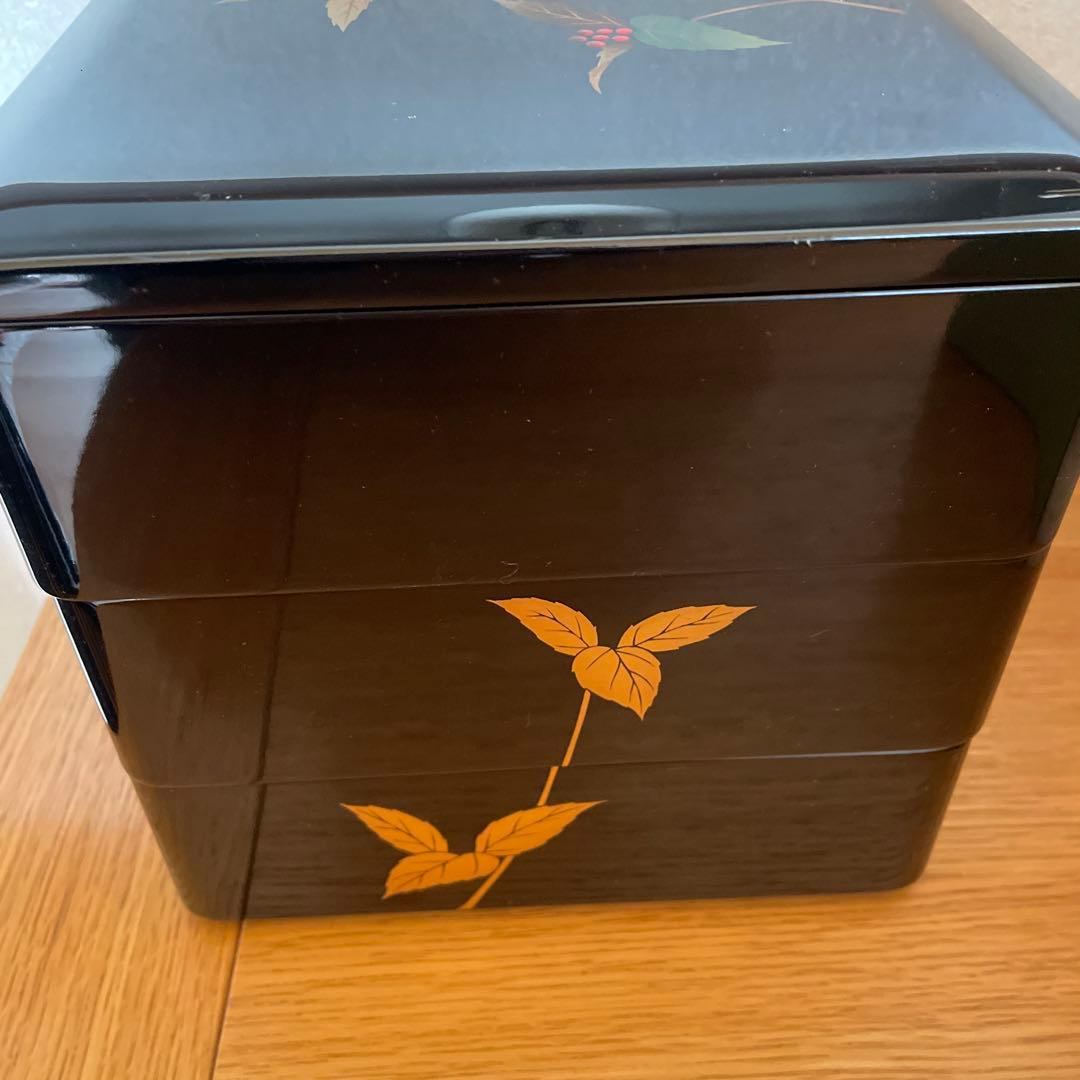 新品未使用　漆　会津漆器　天然木　重箱6.5寸　お正月　おせち