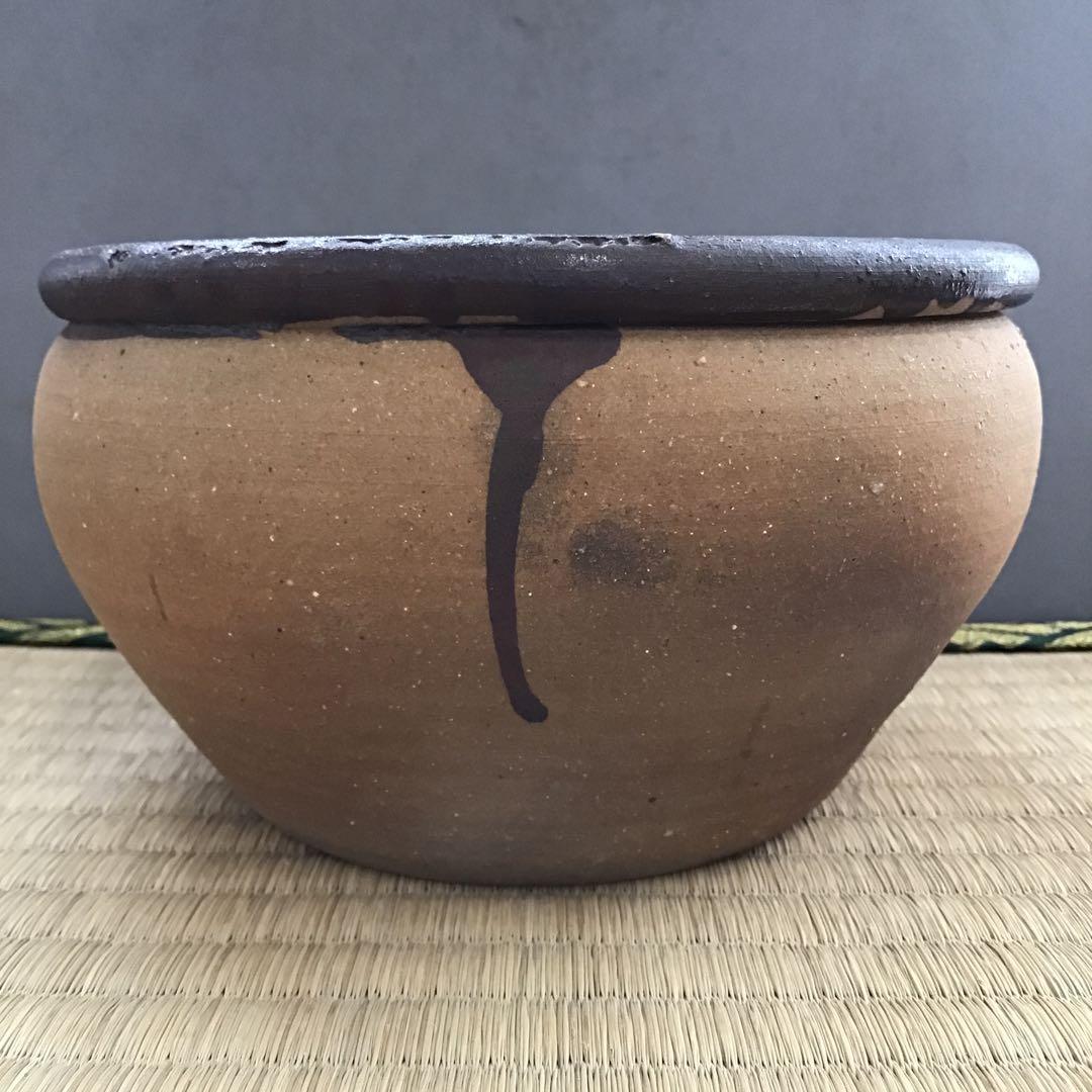 茶道具　南蛮内渋建水　八幡窯　堀野証嗣作　栞　共箱　S130KS