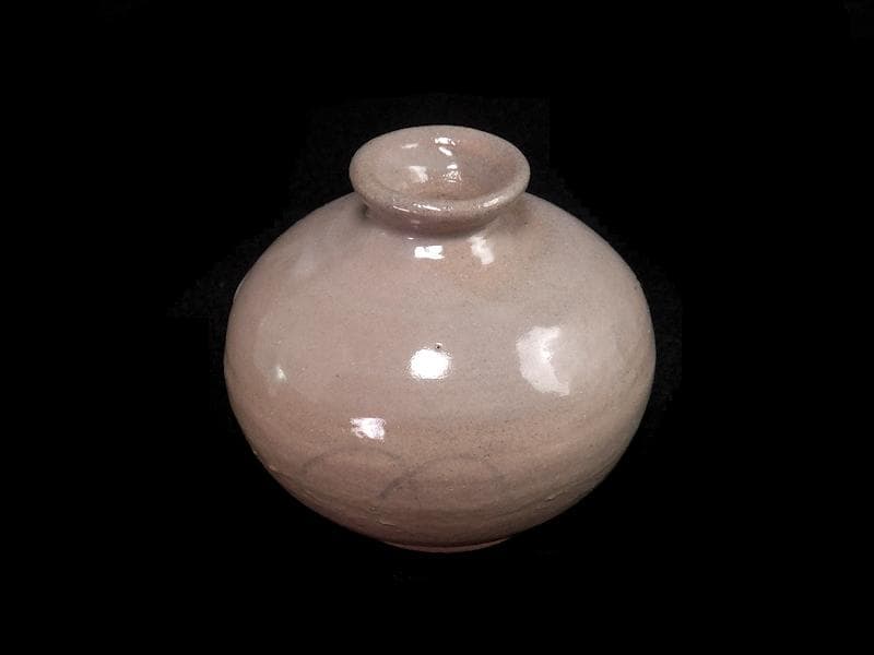 李朝　瀬戸　古伊万里　染付　岩に柳の図　油壷　E414AS-fblx