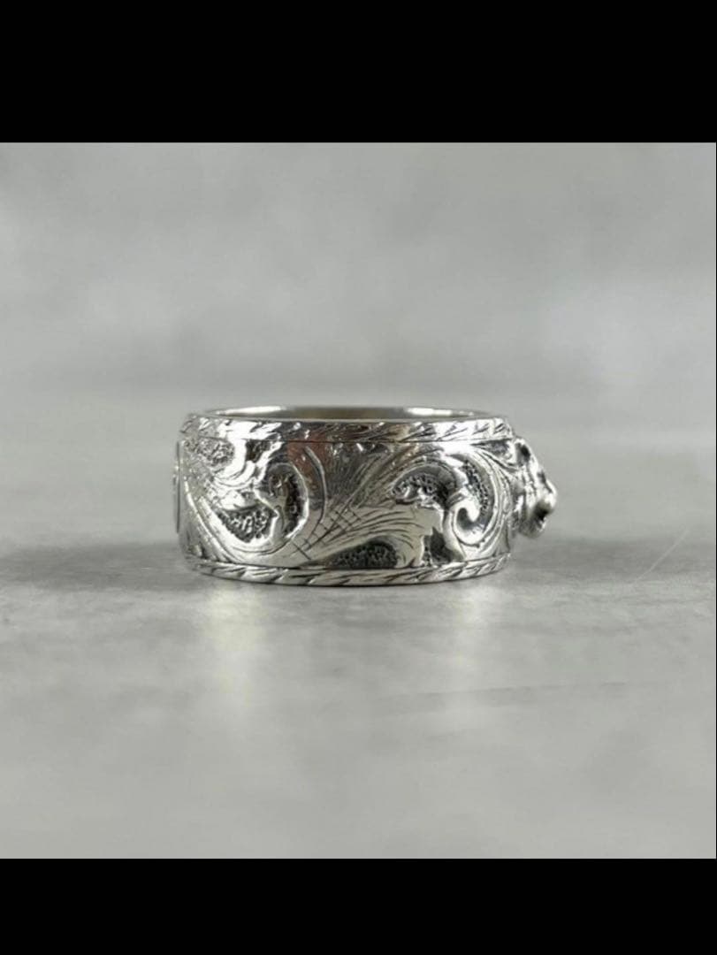 【美品】GUCCI シルバーリング 18号 キャット インターロッキング