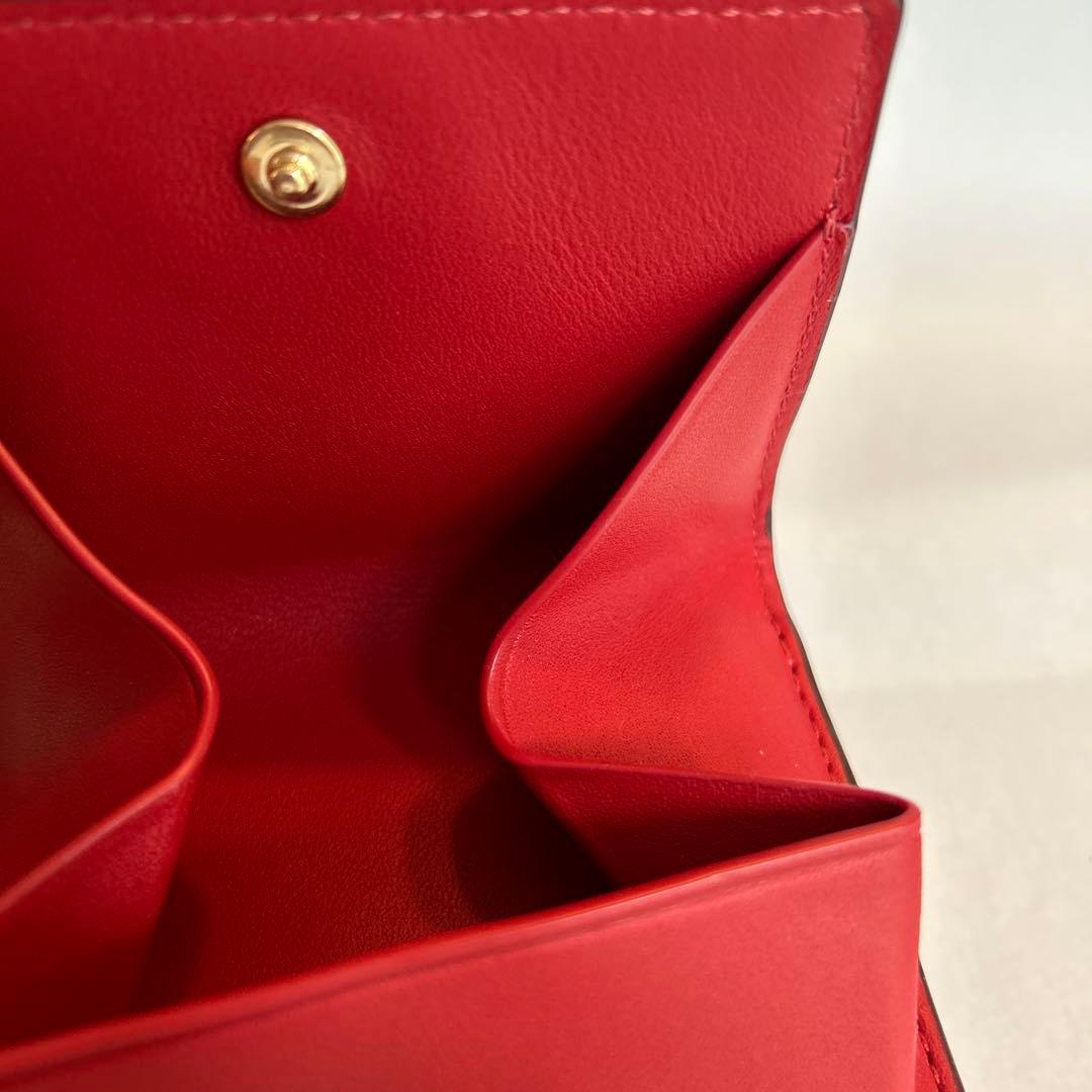 【未使用】コーチ三つ折り財布　赤×シグネチャー