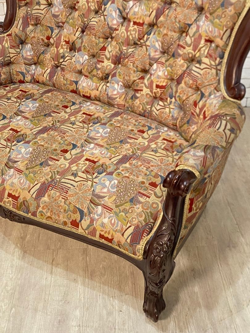 【東京都内23区配送無料】アンティーク　ファブリック　ソファー　スタジオ　撮影