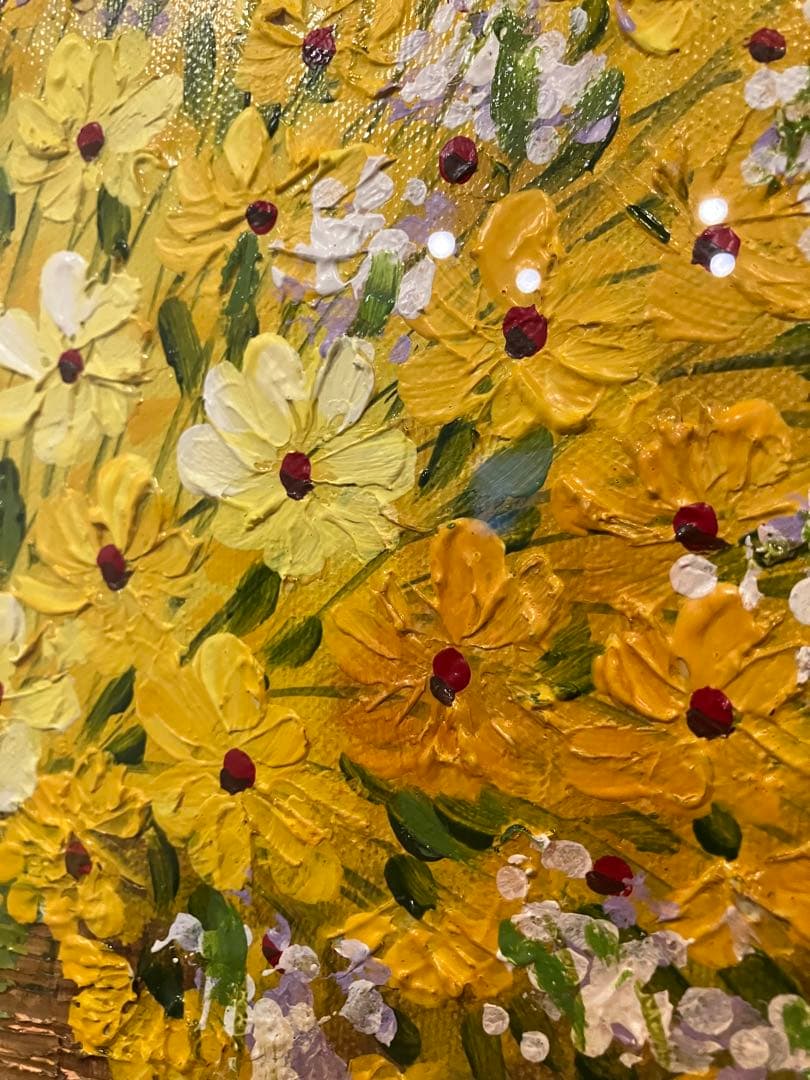 額装油絵　「黄色い小花」　木村咲　価格応談