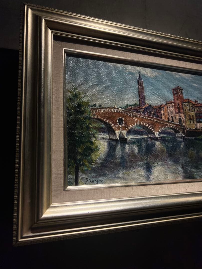 他の人発送×油彩画【ヴェローナの古橋】原画　2000年