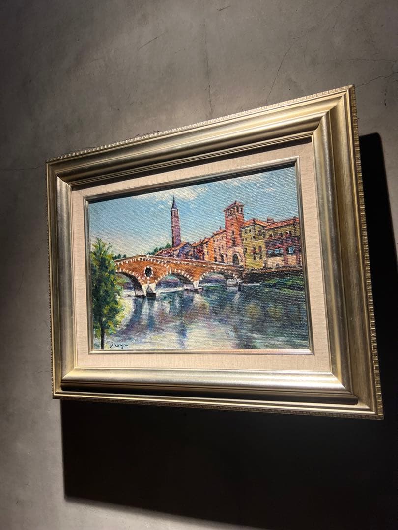 他の人発送×油彩画【ヴェローナの古橋】原画　2000年