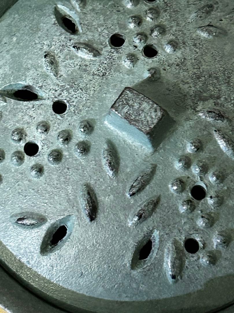 1989年製 石黒 鏘ニ 作 青銅製 手付 香炉「南天」