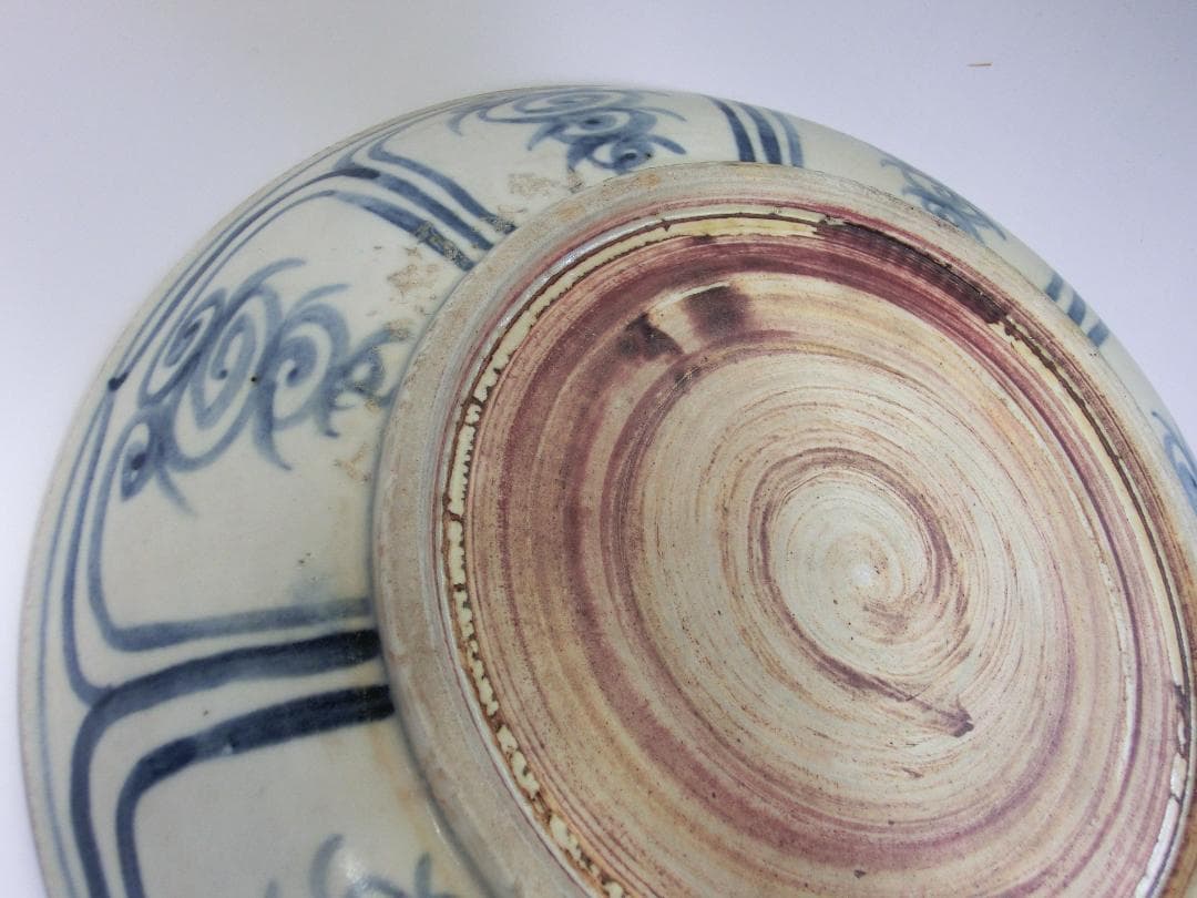 皿■安南呉須魚紋 染付 青華 花唐草 古玩 唐物 中国 古美術 時代物 骨董品■