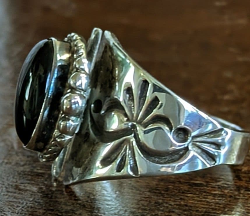 アメリカインディアンジュエリー·オニキス シルバー リング