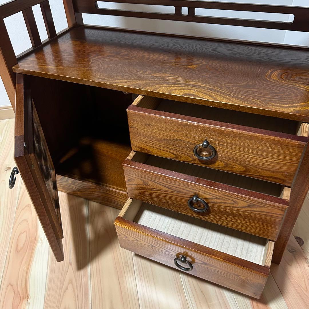 【送料込み】木製和風収納棚引き出し付き 高級天然木