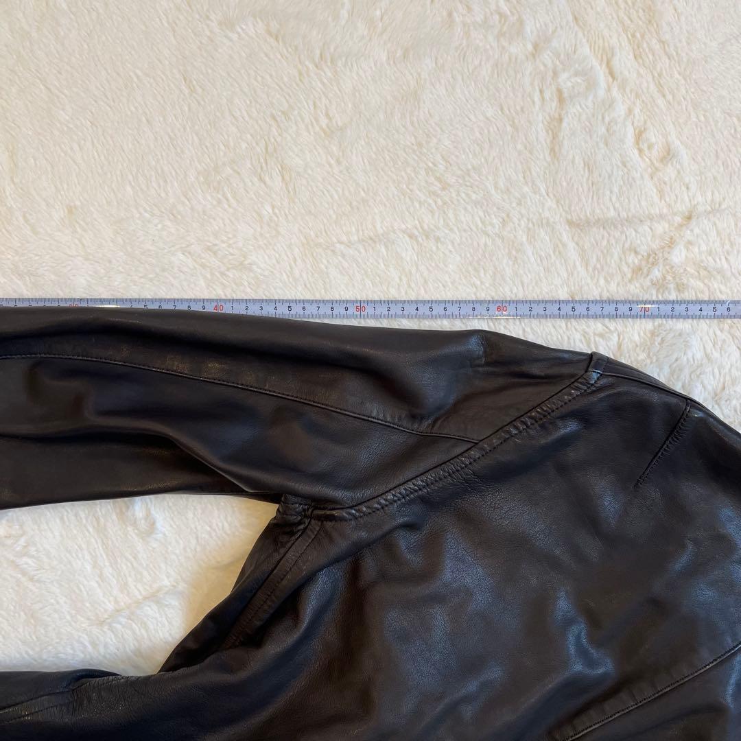 ￼良品✨BLUE WORK　ラムレザー　シングル　ライダース　黒　M