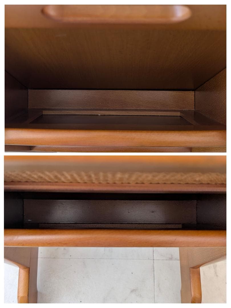 オールドカリモク ビンテージ マガジンラック 2段 ウッド×ラタン 美品