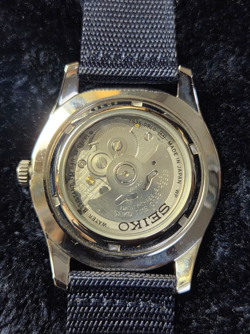 チ*パ様 SEIKO 5 ミリタリー ネイビー 迷彩柄NATOベルト付