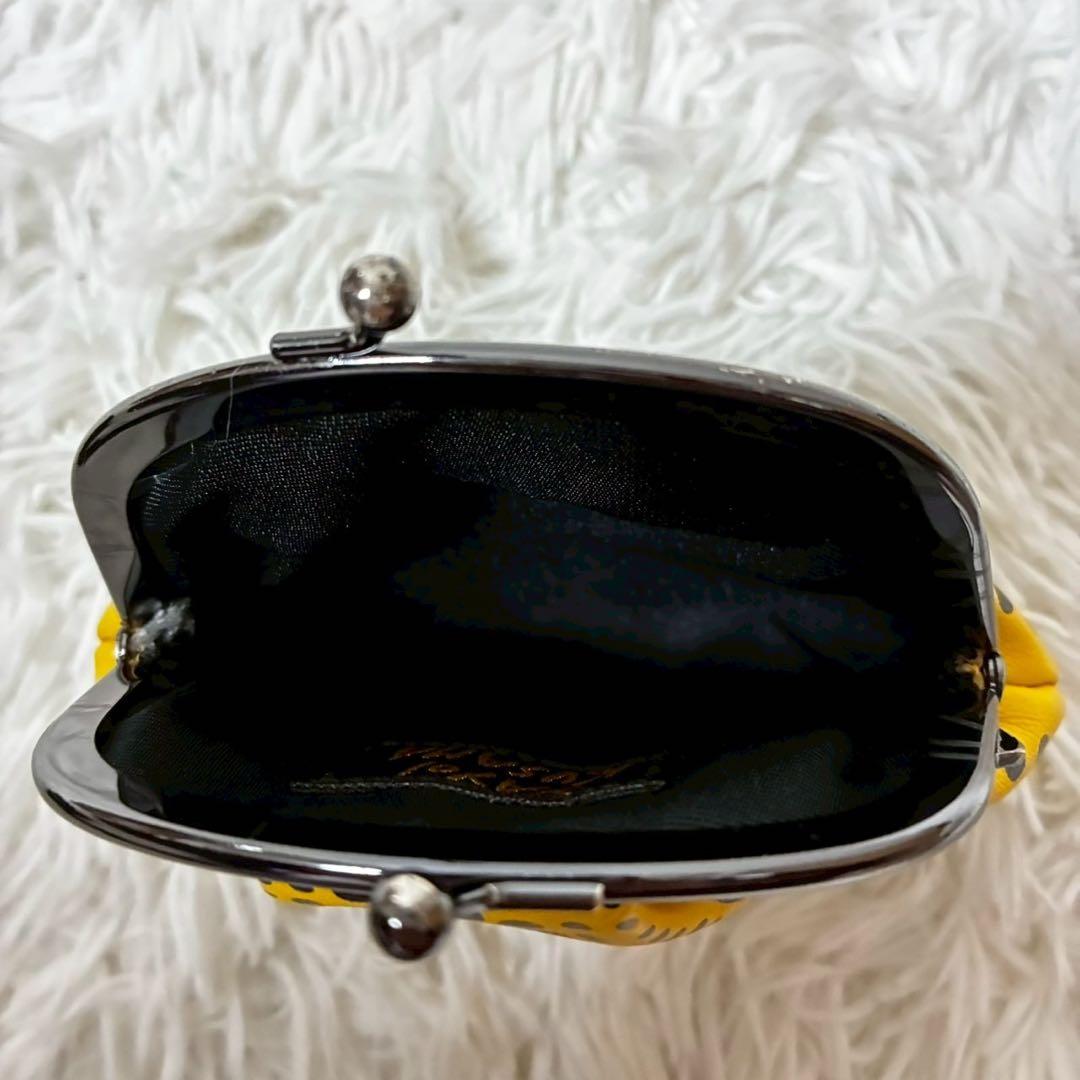 未使用級　草間彌生　がま口　財布　ドット　水玉　かぼちゃ　イエロー　ブラック