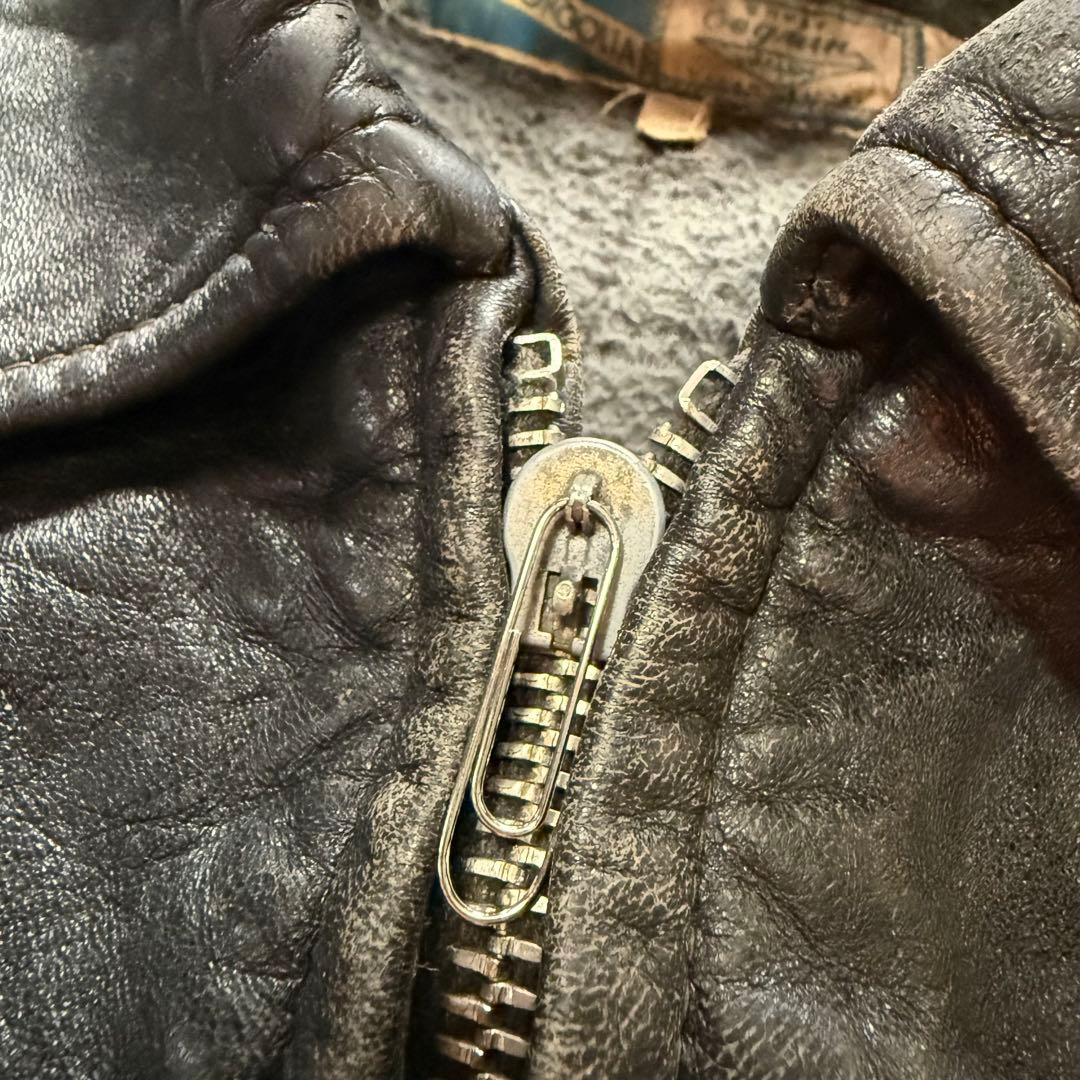 40s 50s モーターサイクルジャケット コの字留めWICOジップ