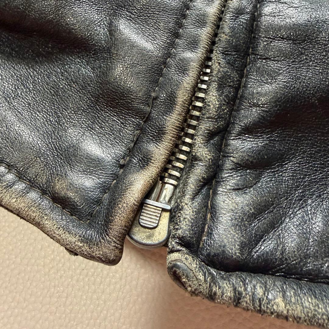 40s 50s モーターサイクルジャケット コの字留めWICOジップ