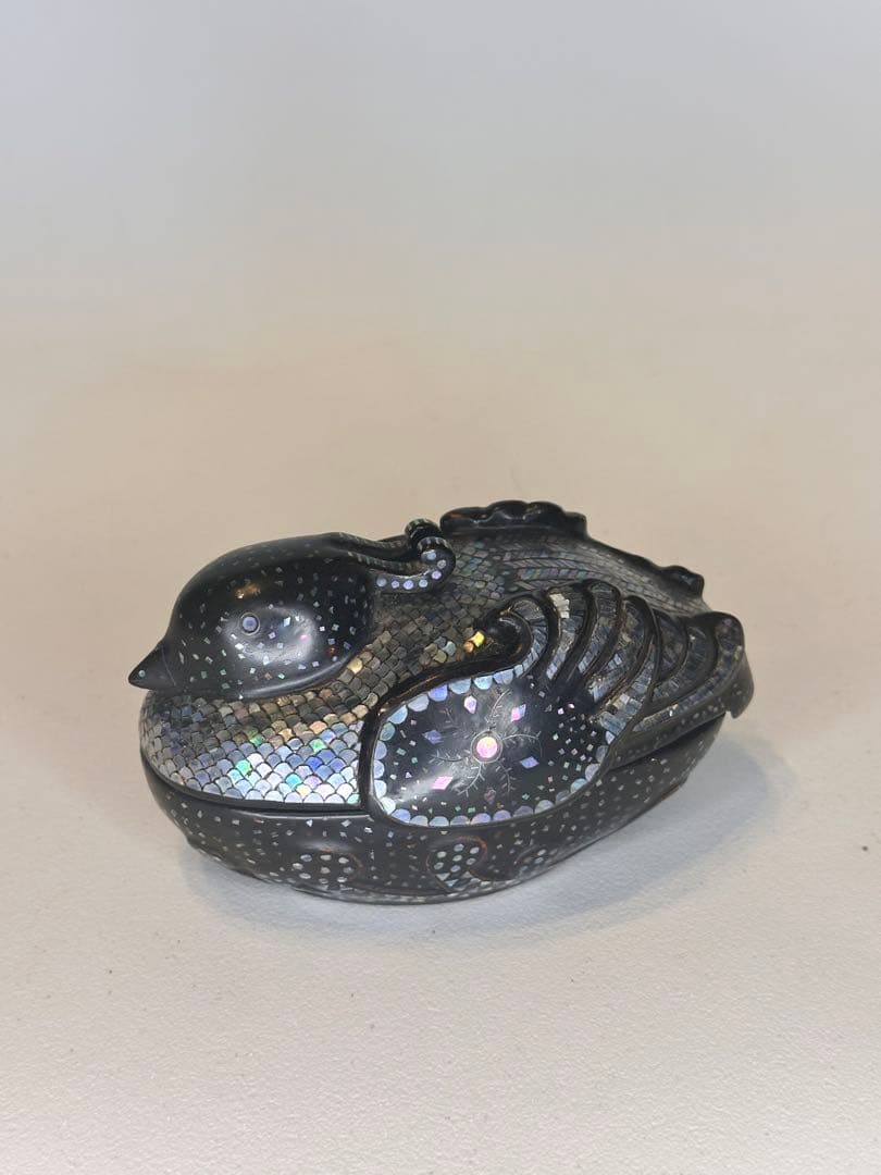 最終価格」希少品 鳥形香合 鴛鴦 蒔絵 螺鈿細工 茶道具