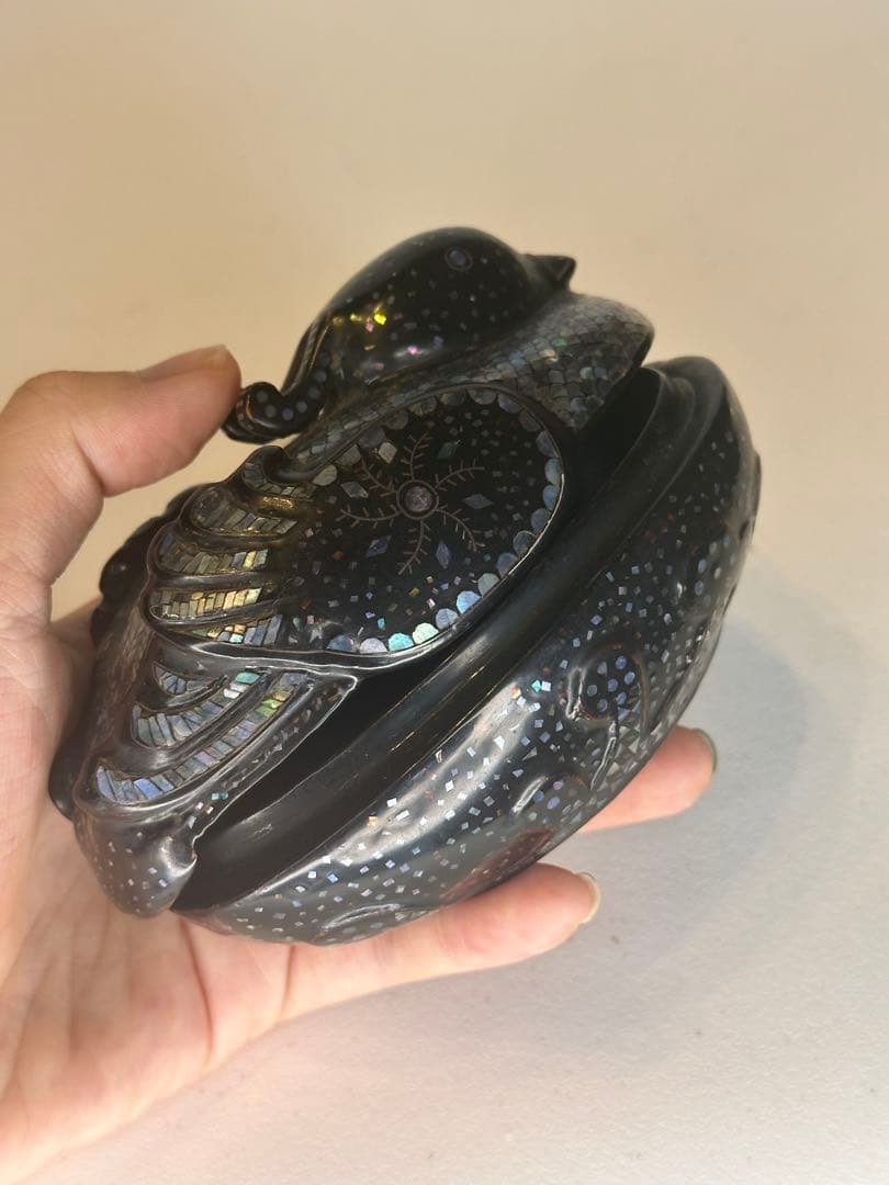 最終価格」希少品 鳥形香合 鴛鴦 蒔絵 螺鈿細工 茶道具