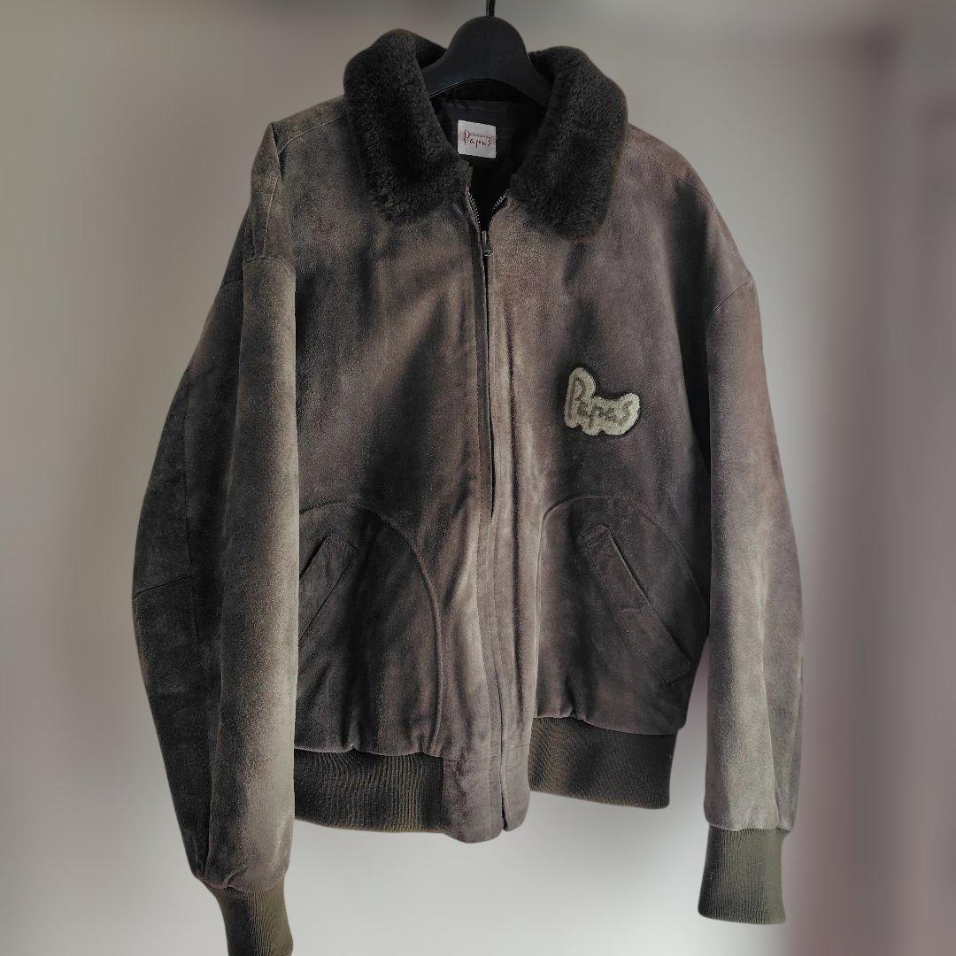 Papas 豚革ボア付きフライトジャケット　サイズＭ