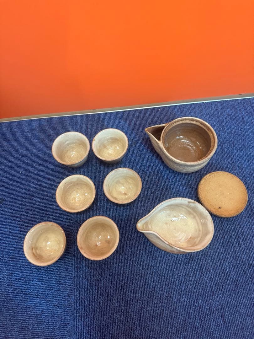 1642 萩焼　茶器セット　宝瓶1客　湯冷し1客　猪口6客