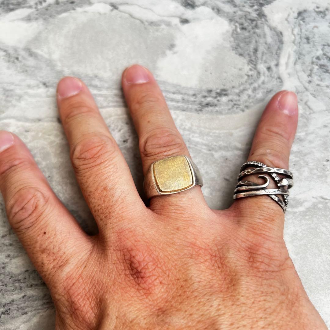 VINTAGE ヴィンテージ シグネット コンビ リング 銀金 指輪 ジュエリー