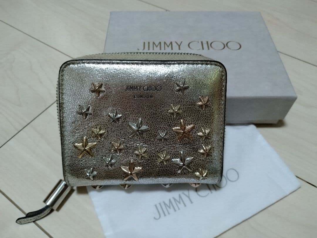 JIMMY CHOO JO 二つ折り財布 ゴールド スタースタッズ