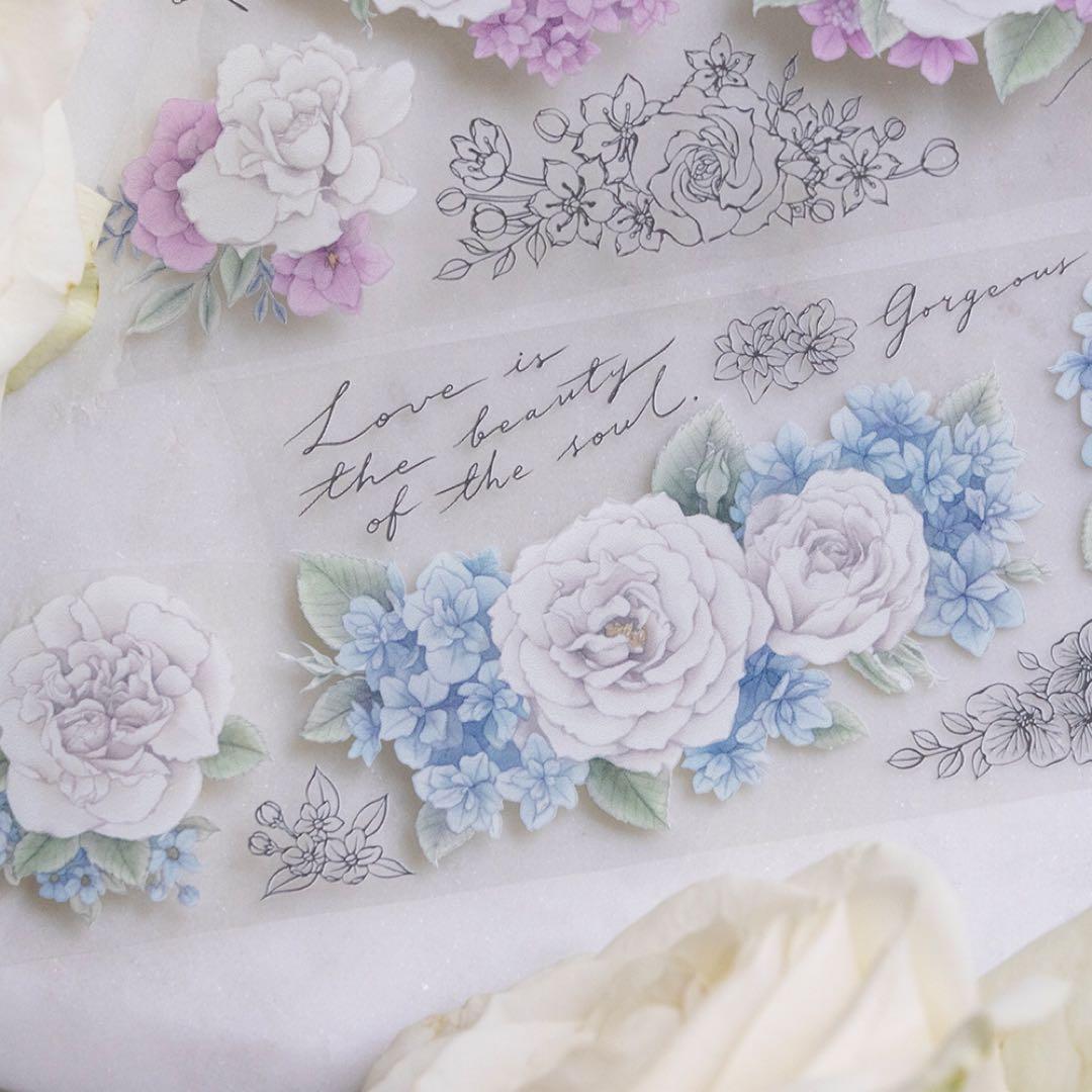 loidesign《玉香 - 白玫瑰》海外マスキングテープ　マステ 【1348】