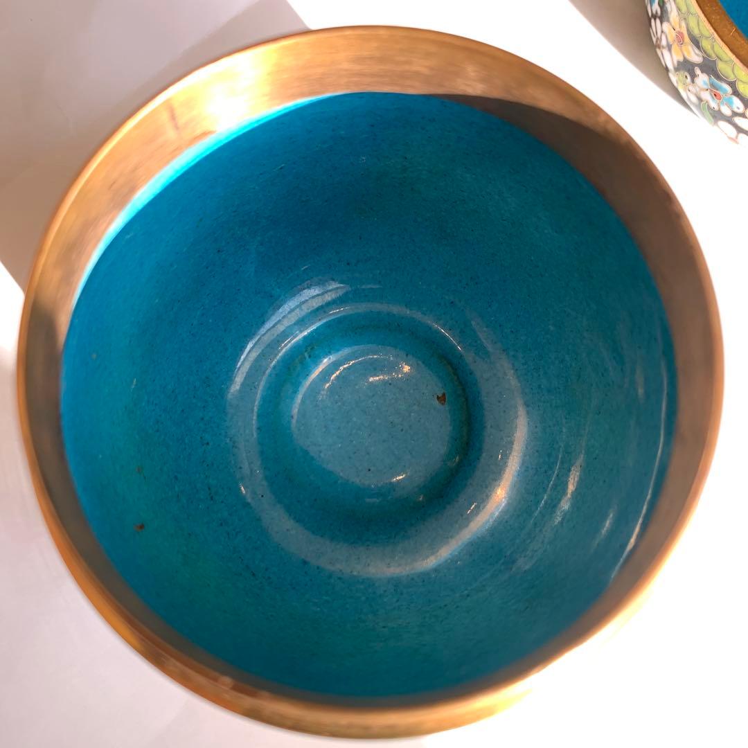 中国　景泰藍萬花棗　有線七宝