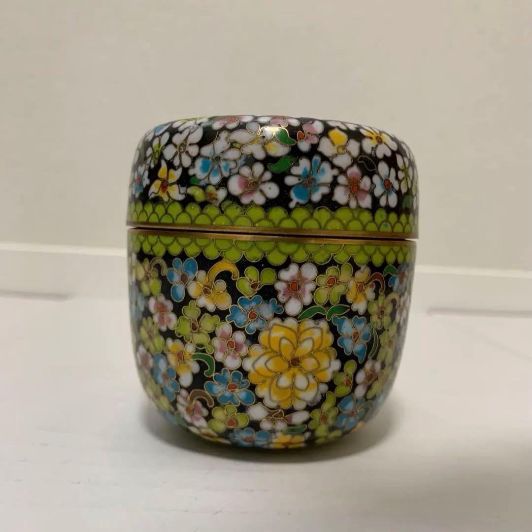 中国　景泰藍萬花棗　有線七宝