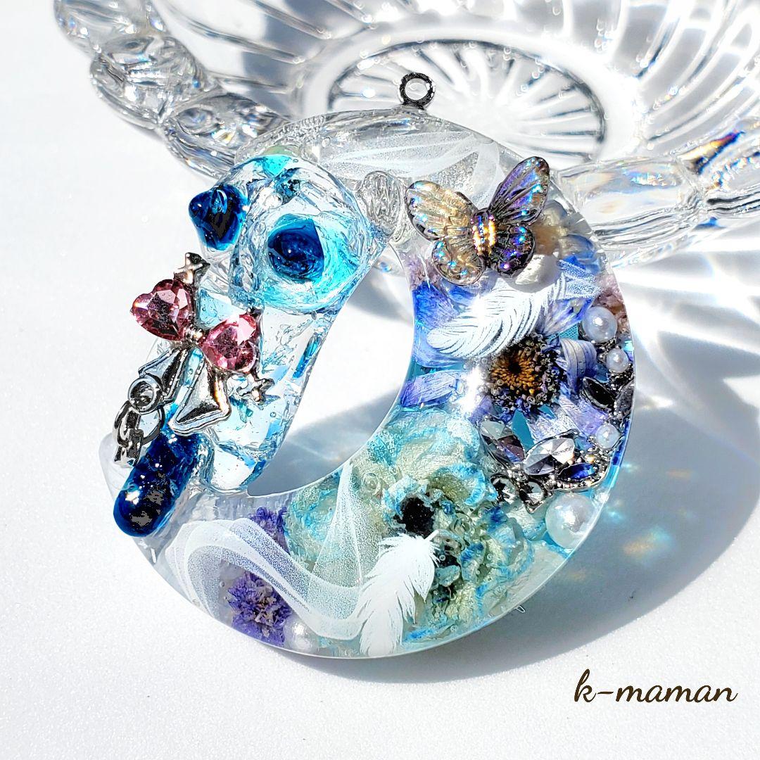 やっちゃん　　佐竹ガラス・天然石のフラワー　オルゴナイト　レジンネックレス