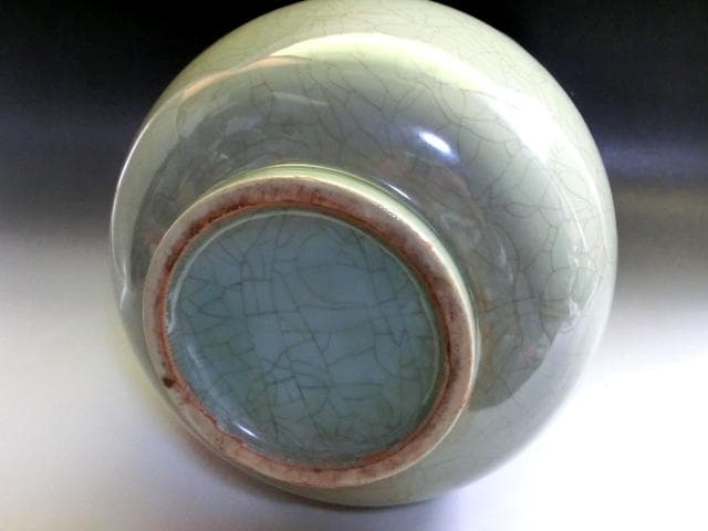 花瓶■青磁 氷結紋 大きい花器 大振り 古玩 唐物 時代物 骨董品■38.6cm