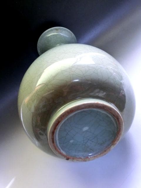 花瓶■青磁 氷結紋 大きい花器 大振り 古玩 唐物 時代物 骨董品■38.6cm