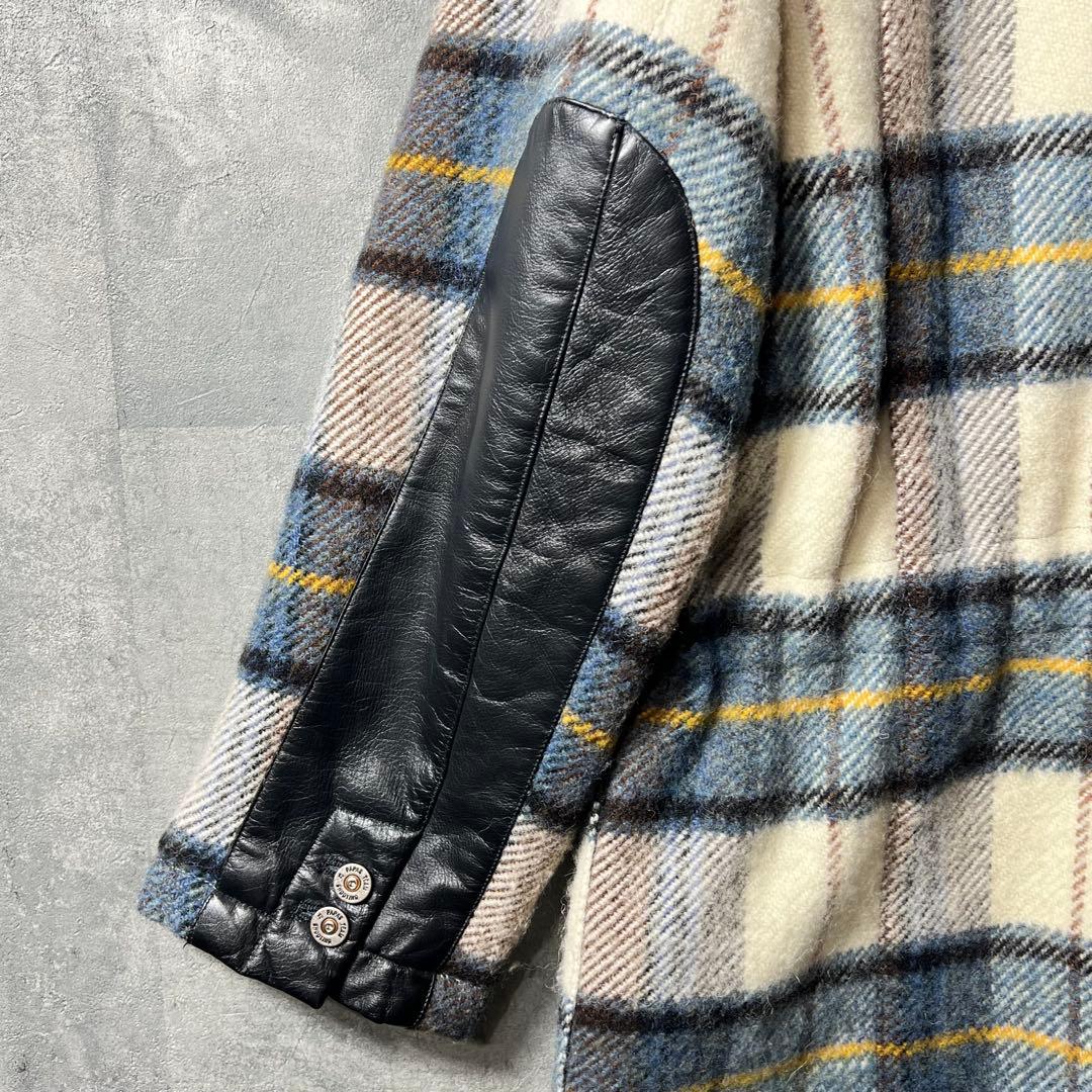 PAPAS パパス　レザー切り替えチェックジャケット　サイズL