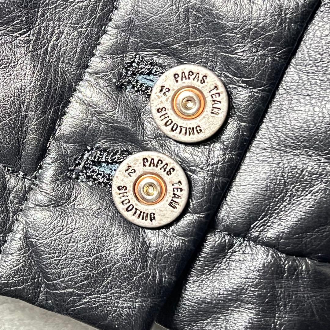 PAPAS パパス　レザー切り替えチェックジャケット　サイズL